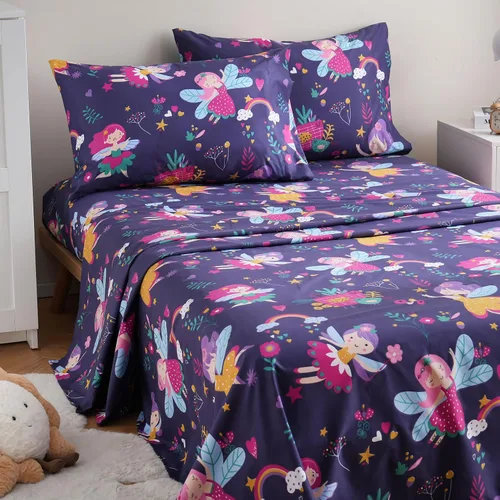 Vista 34 de JSD - Juego de sábanas de 3 piezas para niños, tamaño individual Soft Printed Microfiber Sheet and Pillowcase Set, OEKO-TEX Certified, 16 inch Deep