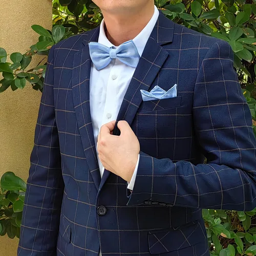 Vista 5 de Conjunto de pajarita y pañuelo para hombre, pajarita de diseño unisex y cuadrado de bolsillo para esmoquin formal de negocios o boda M-B-T9