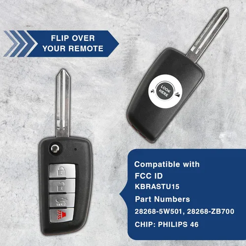 Vista 5 de KeylessOption Llavero de repuesto para Nissan Rouge Murano Infinit Git 2002 2003 2004 2005 2006 2007 2008 2009 2010 2011 2012 2013 2014 2015 2016