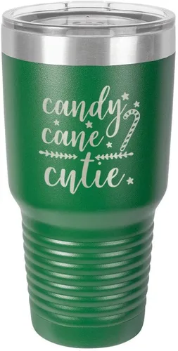 Vista 14 de Chirstmas - Taza de viaje de acero con recubrimiento de polvo grabado con láser, taza de viaje de camello polar sin BPA, mantiene tu bebida fría