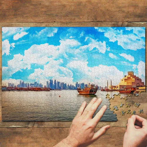 Vista 2 de Qatar - Rompecabezas de 1000 piezas Museo de Arte Islámico Doha Qatar rompecabezas de viaje recuerdo de madera