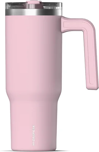 Vista 32 de Hydrapeak Voyager Vaso de 40 oz con Asa y Tapa con Pajita Botella de Agua Reutilizable de Acero Inoxidable Taza de Viaje Compatible con Portavasos