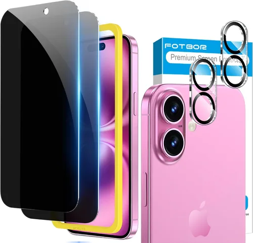 Vista 10 de Fotbor Protector de pantalla de privacidad para iPhone 13 Pro con protector de lente de cámara [2 + 2 unidades], con kit de fácil instalación