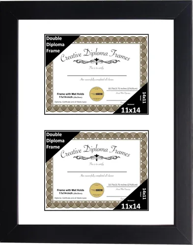 Vista 17 de Creative Picture Frames Marco de diploma doble clásico negro de 6 x 8 pulgadas con vidrio negro y colgador de pared instalado