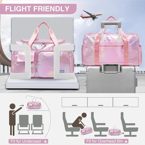 Vista 88 de Pequeña bolsa de gimnasio para mujer, bolsa de viaje con compartimento para zapatos
