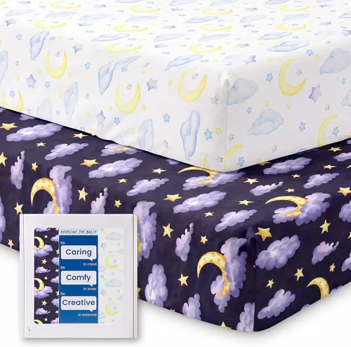 Vista 76 de Sábanas suaves para cuna de niño de alta calidad, sábana bajera para cuna ultra transpirable, sábanas súper elásticas de 28 x 52 x 9 pulgadas