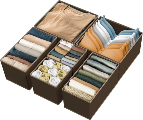 Vista 13 de Simple Houseware Organizador de cajones de ropa interior para lencería, ropa interior, brasier, bragas, calcetín, mameluco, juego de 6, gris