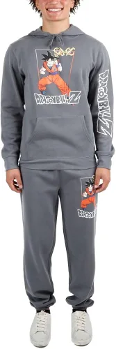 Vista 3 de Bioworld Combo de sudadera con capucha y pantalón deportivo Dragonball Z Charcoal, Negro