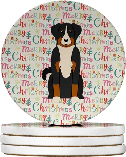 Vista 147 de Abyssinian Sand Terrier Merry Christmas - Posavasos grandes de piedra arenisca (4 unidades)