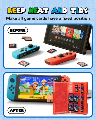 Vista 5 de oqpa for Nintendo Switch Game Case for SwitchOLEDLite Game Card with 24 Game Slots & 2 Micro SD Card Slots Cute Cartoon Design Holder for Switch