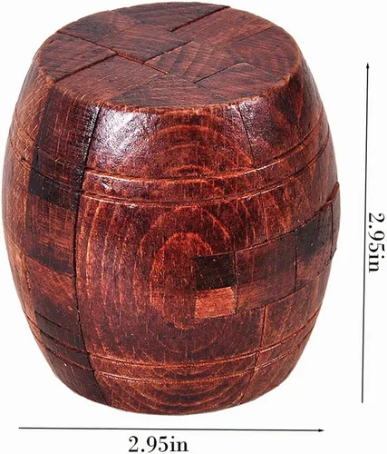 Vista 4 de Rompecabezas de madera de barril de polvo hechos a mano entrelazados 3D rompecabezas de pasaje oculto, rompecabezas mecánico, juguete mágico