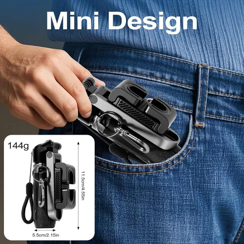 Vista 8 de Mini trípode 3 en 1, palo selfie para iPhone, trípode para iPhone con control remoto, trípodes de viaje ligeros para grabación de video selfie