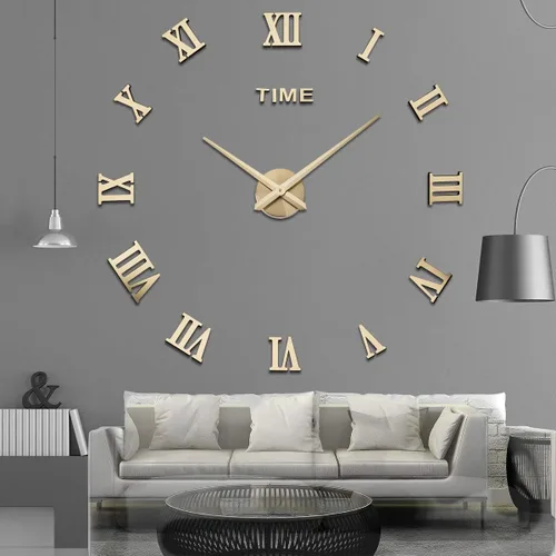 Vista 2 de Gran reloj de pared 3D DIY decoración de espejo sin marco kit de reloj de pared para el hogar, sala de estar, dormitorio, oficina, decoración C