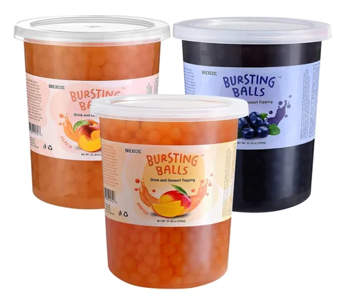 Vista 11 de Perlas Boba de fruta de la pasión, bolas de té explosivas, bebida y cobertura de postre, perlas de tapioca de burbujas de maracuyá para té