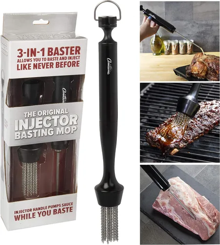 Vista 7 de Camerons Inyector de barbacoa 3 en 1 - Juego de masilla incluye cepillo para untar cadena de barbacoa y jeringa de carne para asar y marinar e