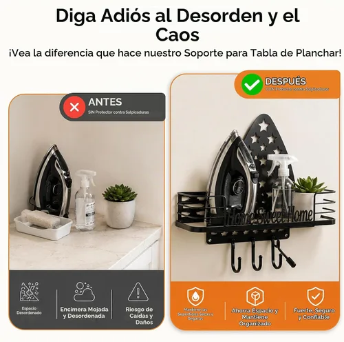 Vista 7 de Soporte de pared para tablero de hierro o sobre la puerta Negro