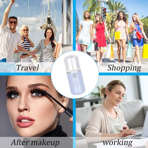 Vista 6 de Mudder 8 piezas Nano Facial Mister Rociador Facial Portátil Humidificador de mano Atomización USB Recargable 1.0 fl oz Vaporizador facial