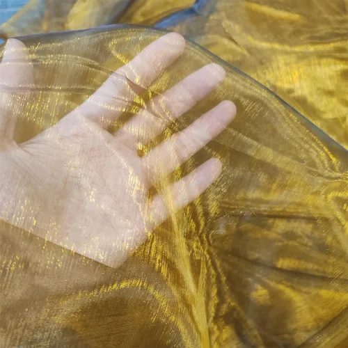 Vista 2 de Tela de organza transparente ligera de dos tonos, tela de gasa holográfica iridiscente de encaje, tela de tul oganza para vestido, fiesta, fondo