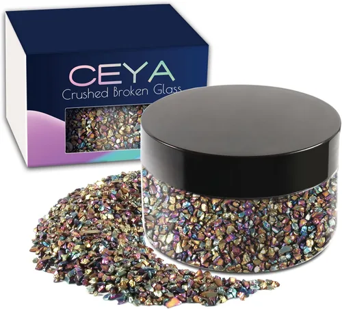 Vista 29 de Ceya - Conjunto de purpurina de vidrio irregular triturado en 32 colores, 640g/ 22.6 oz, chips de cristal metálico roto de 2-4mm, purpurina gruesa