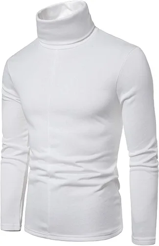 Vista 8 de Camiseta para hombre 2023 de manga larga con cuello alto, suéter térmico sólido térmico ajustado básico