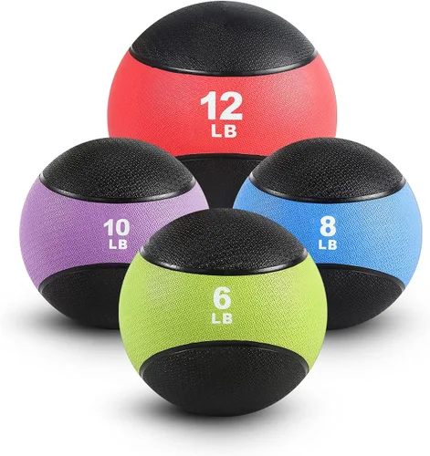 Vista 7 de RitFit Weighted Medicine Ball - Non-Slip Rubber Shell & Dual Texture Grip - Workout Exercise Ball for Core Strength, Balance Training, Coordination