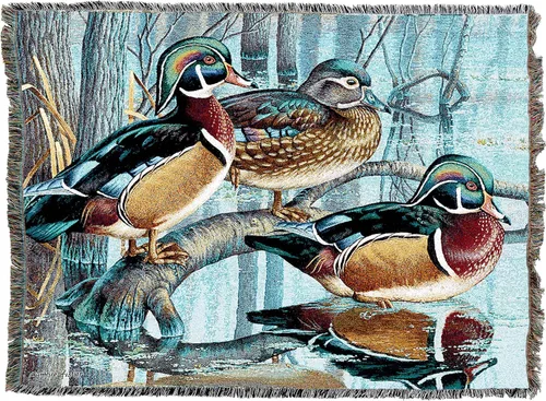 Vista 4 de Pure Country Weavers Cynthie Fisher - Manta de Backwater Woodies - Tapiz de regalo de cabaña de Ducks Lake Lodge tejido de algodón, fabricado