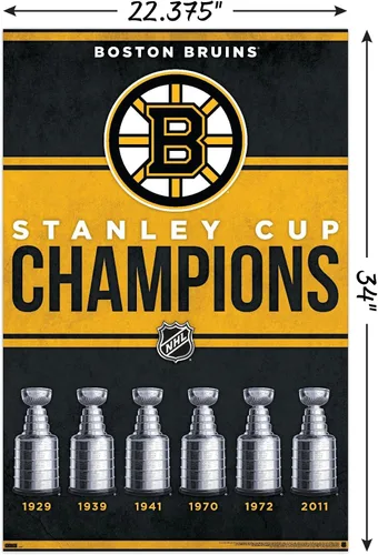 Vista 3 de NHL Boston Bruins - Póster de pared Champions 23, 34 pulgadas de largo x 22.4 pulgadas de ancho, versión sin marco