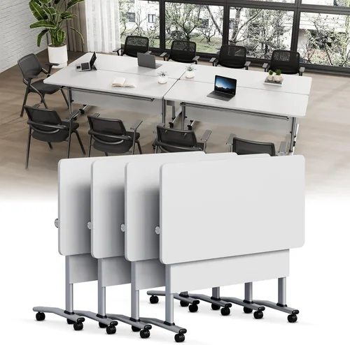 Vista 39 de Folding Conference Table with Wheels, Modular Foldable Conference Room Training Tables for Training Rooms, Flip Top Mobile Rolling Meeting Seminar