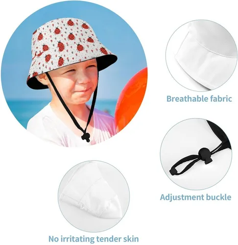 Vista 4 de Sombreros para niños, mariquitas, para playa, verano, cubeta de viaje, sombrero de pescador, sombreros de pescador para niños pequeños
