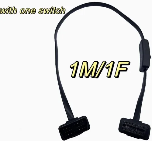 Vista 2 de Cable de extensión OBD2, cable de extensión OBDII ultrafino macho a hembra, cable de extensión OBD de 16 pines, 2 cables planos, diagnóstico