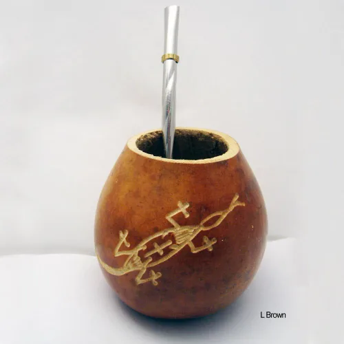 Vista 4 de LIZARD MATE GOURD YERBA TAZA DE TÉ CON BOMBILLA DE PAJA BEBIDA DESTOX HECHA A MANO 1734