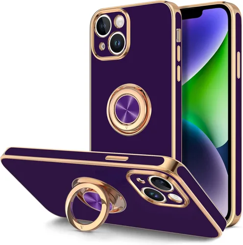 Vista 11 de Hython Funda para iPhone 14 Plus con soporte de anillo [soporte de anillo giratorio de 360° con soporte magnético] [Soporte de montaje en automóvil]