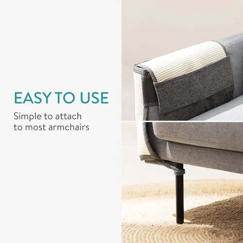 Vista 3 de Navaris Tapete protector de sofá para gatos – Protector de muebles de lino y sisal para gatos – Alfombra de arañazos de sofá, silla