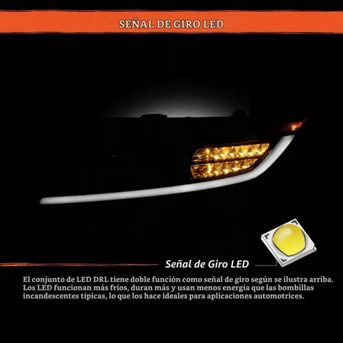 Vista 4 de AKKON - Compatible con faros delanteros halógenos tipo halógeno Honda Odyssey 11-17 2011-2017 con señal de giro secuencial de rayas LED, carcasa