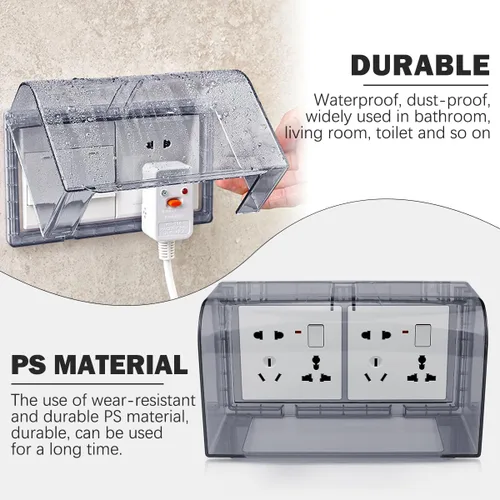Vista 3 de Tapa abatible resistente a la intemperie, cubierta de toma de corriente eléctrica, caja de panel de placa frontal para interruptor de pared (negro)