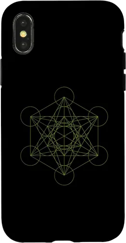 Vista 4 de Funda de yoga espiritual oculta para iPhone 15 Geometría Sagrada Metatron