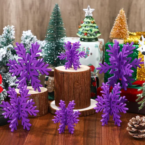 Vista 11 de Bucherry 12 piezas de decoración de mesa de copo de nieve de madera 3D con copos de nieve y centro de mesa para fiesta de congelados, Navidad