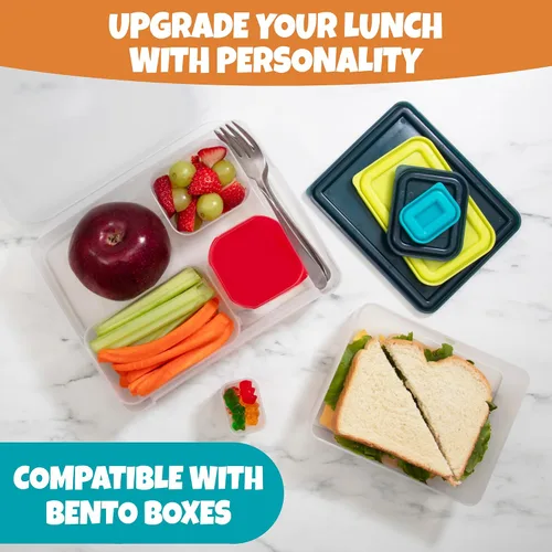 Vista 6 de Contenedores de almuerzo de control de porciones – Contenedores reutilizables de preparación de comida, sin BPA, juego de 4 (playa/multicolor)