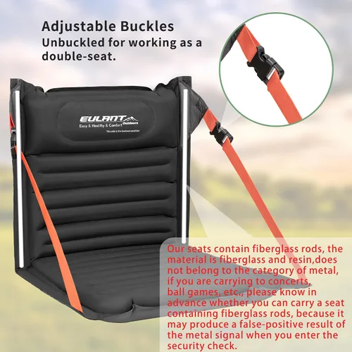 Vista 5 de EULANT Asientos plegables inflables ligeros para silla de camping con soporte trasero y correas ajustables, sillas plegables para camping