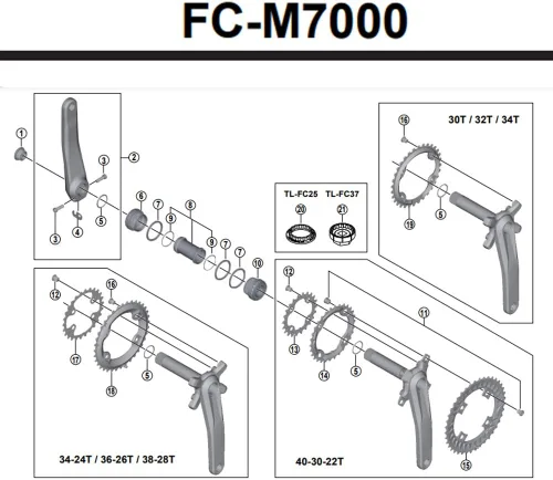 Vista 4 de Shimano FC-M7000-2 Plato 34T-BB para 34-24T