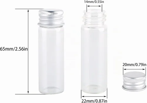 Vista 2 de MaxMau 24 tarros pequeños con tapas de rosca de aluminio, botellas de vidrio pequeñas de 0.5 onzas líquidas, mini frascos transparentes, tapas