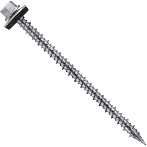 Vista 27 de 9 x 1 ABC Gray Stainless Steel Metal Roofing Screws - Hex Washer Head - Self-Piercing (SP) tip Metal to Wood siding Screws - EPDM Washer. 1 x 250