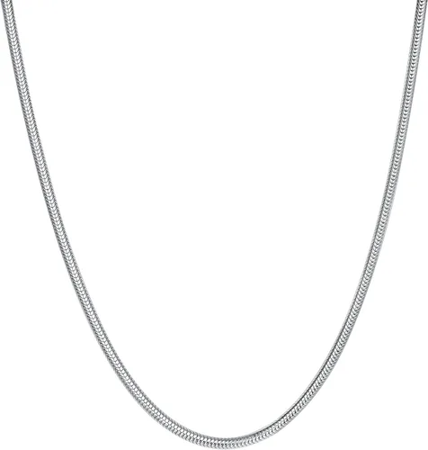 Vista 2 de BORUO Collar de cadena de serpiente de plata de ley 925 Cadena de serpiente chapada en oro de 14 quilates Collar italiano sólido sin níquel