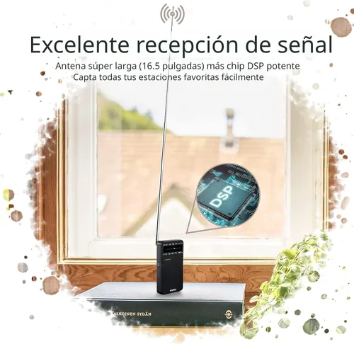 Vista 3 de PRUNUS J-166 - Radio portátil AM FM, Regalos para papá y mamá, Radio operada con pilas con luz de sintonización, clip trasero, excelente recepción