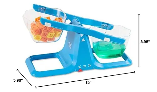 Vista 8 de hand2mind Balanza de cubo ajustable azul, báscula de balanza de cubo doble transparente para líquidos y sólidos, báscula para niños fácil de montar