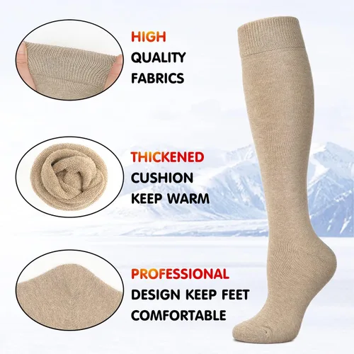 Vista 2 de Refeel 5 Pairs Knee High Socks for Women Boot Black Long Thick Warm Winter Socks Support For Hiking,Work
