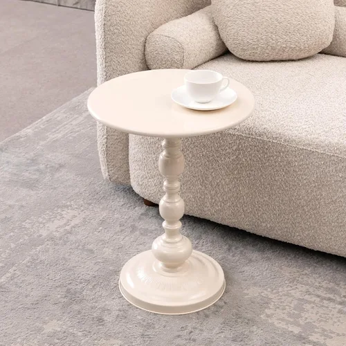 Vista 3 de Mesa auxiliar redonda para espacios pequeños, mesa de bebida de Martini alta con base de pedestal de metal con base de pedestal pesada para sala