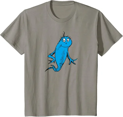 Vista 37 de Dr. Seuss Blue Fish Character - Camiseta con licencia oficial Negro