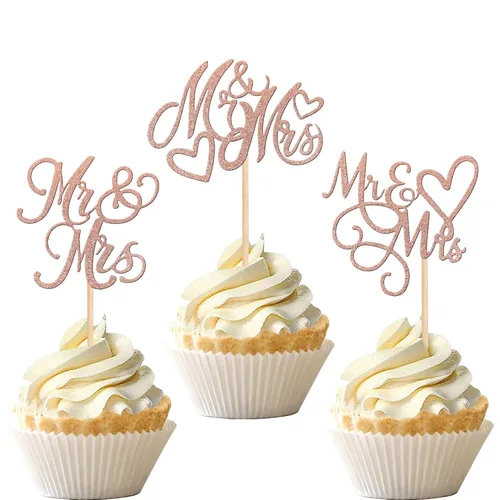 Vista 12 de 36 piezas de decoración para cupcakes con corazón de amor con purpurina para despedida de soltera, para boda, compromiso, cumpleaños, aniversario