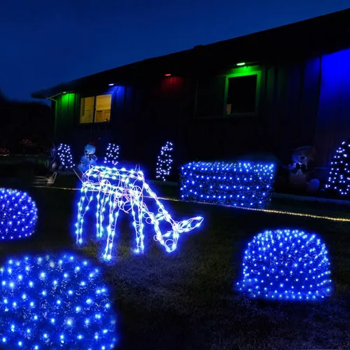 Vista 4 de WBao - Luces de Navidad, 200 LED de red de 8.4 x 5.2 pies, luz de malla para exteriores con 8 modos, temporizador, certificado UL, conectables